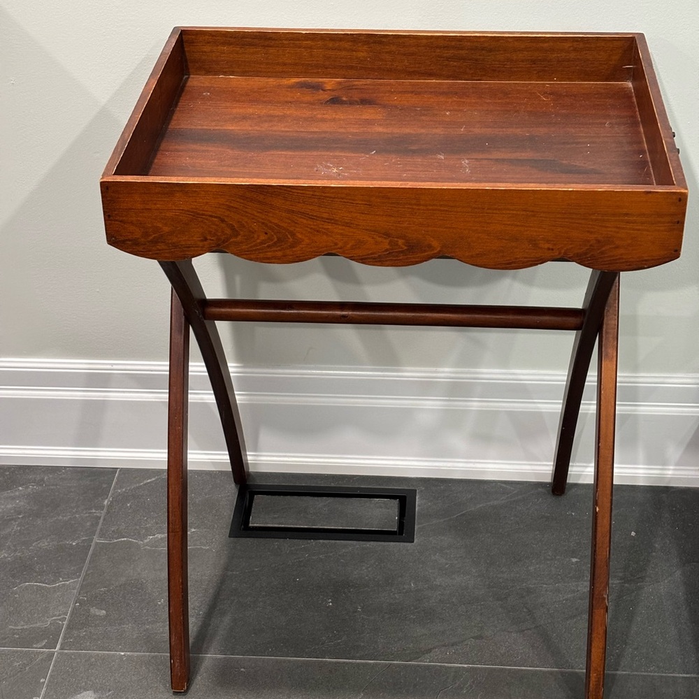 Pier1 Elegant Brown Wooden Serving Tray with Stand
